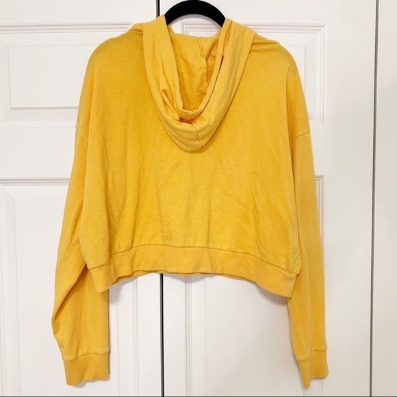 H&M Yellow Cropped Hoodie Large - Picture 5 of 6